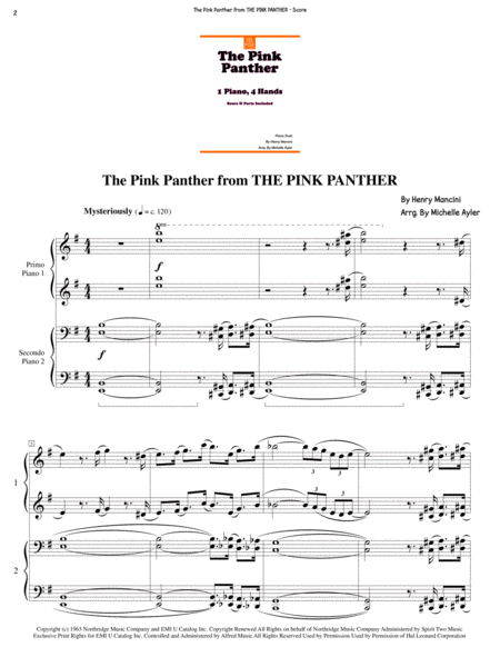 The Pink Panther From The Pink Panther Piano Duet Page 2