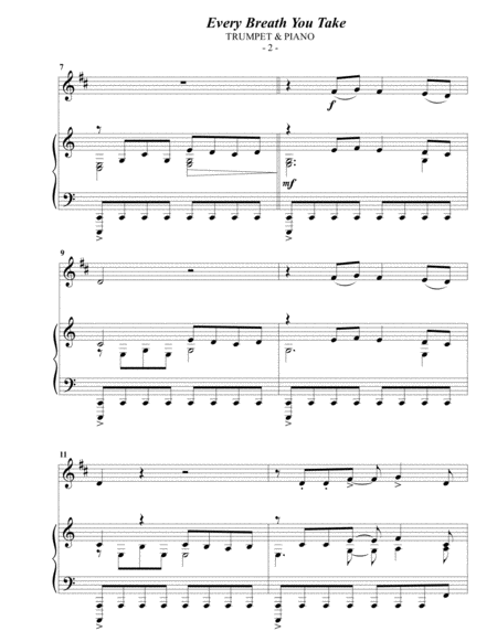 The Police Every Breath You Take For Trumpet Piano Page 2