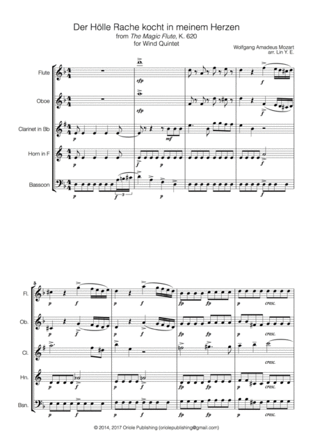 The Queen Of The Night Aria Mozart For Wind Quintet Page 2