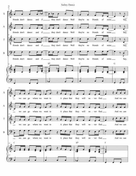 The Safety Dance By Men Without Hats Glee Satb With Piano Arranged By Sarah Jaysmith Page 2