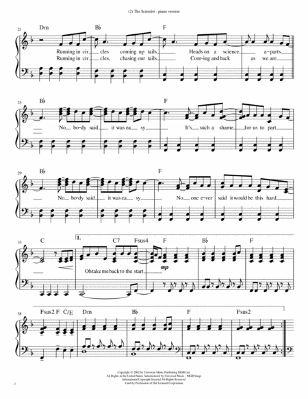 The Scientist By Coldplay Piano Version Page 2