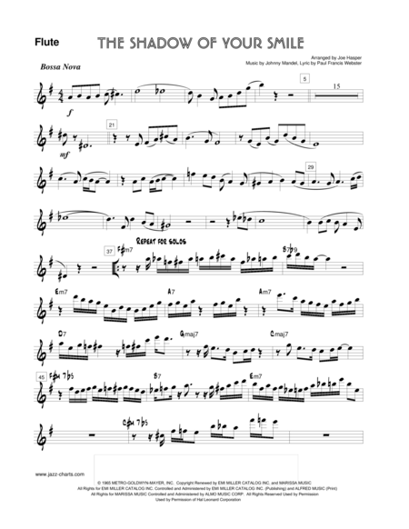 The Shadow Of Your Smile Jazz Combo With Optional Flute Page 2