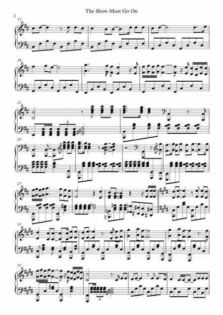 The Show Must Go On By Queen Advanced Beautiful Solo Piano Page 2