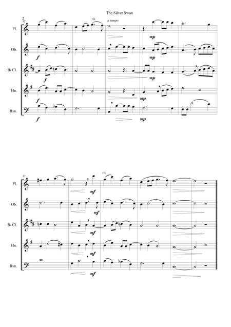 The Silver Swan For Wind Quintet Page 2