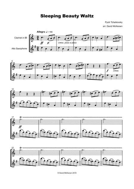 The Sleeping Beauty Waltz By Tchaikovsky For Clarinet And Alto Saxophone Duet Page 2