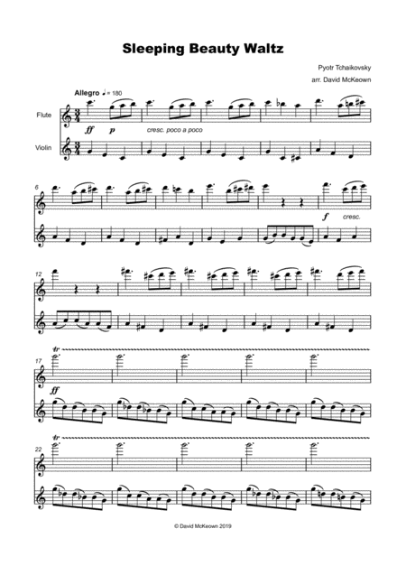 The Sleeping Beauty Waltz By Tchaikovsky For Flute And Violin Duet Page 2