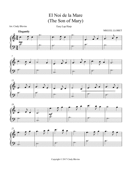 The Son Of Mary Arranged For Easy Lap Harp Page 2