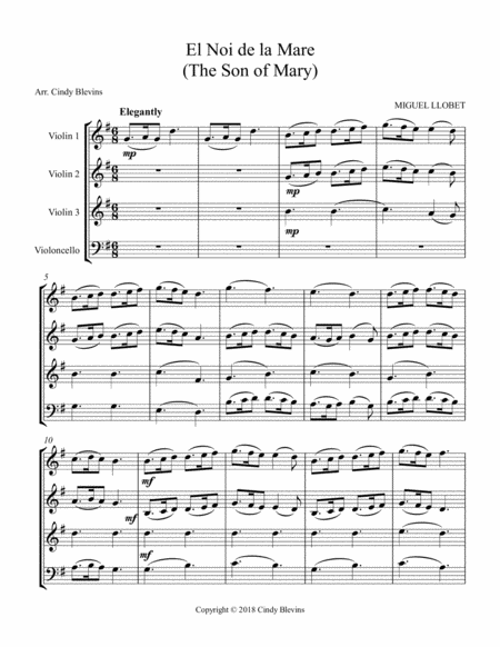 The Son Of Mary For Three Violins And Cello Page 2