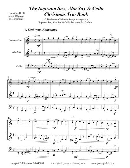 The Soprano Sax Alto Sax Cello Christmas Trio Book Page 2