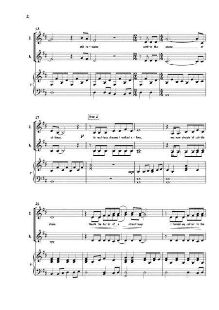 The Sound Of Silence For Choir Ssaa Piano Page 2