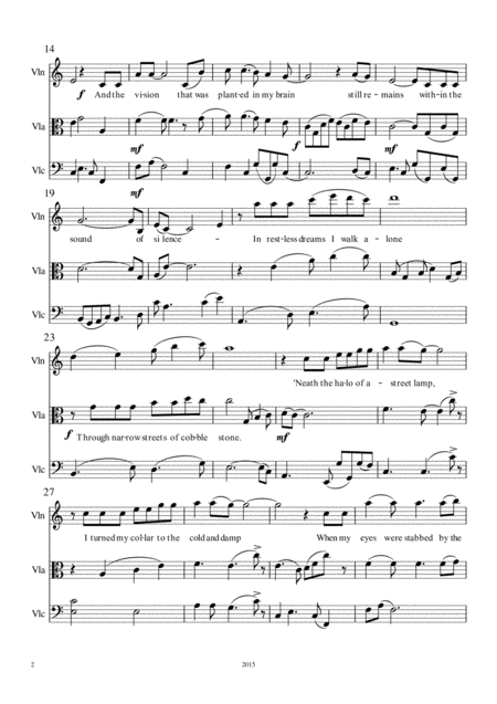 The Sound Of Silence For Violin Viola Cello Trio Page 2