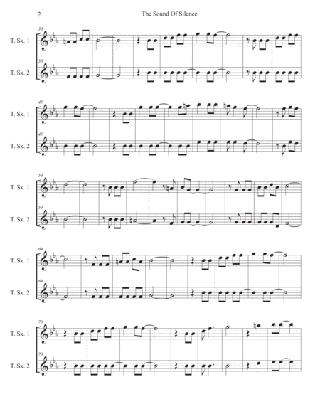 The Sound Of Silence Original Key Tenor Sax Duet Page 2