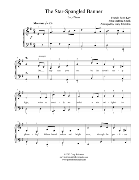 The Star Spangled Banner Easy Piano Version Page 2