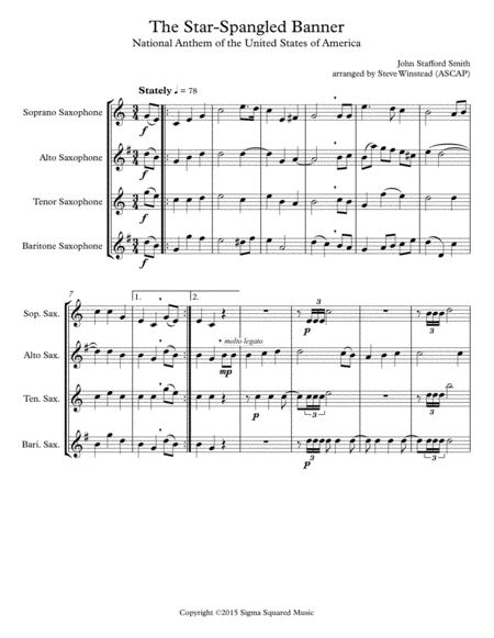 The Star Spangled Banner For Saxophone Quartet Page 2
