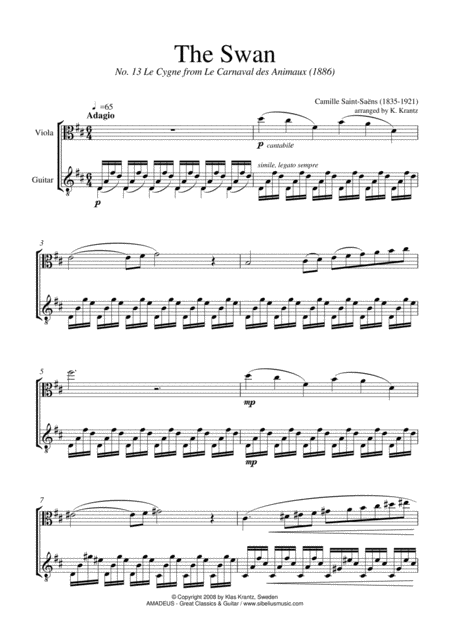 The Swan For Viola And Guitar D Major Page 2