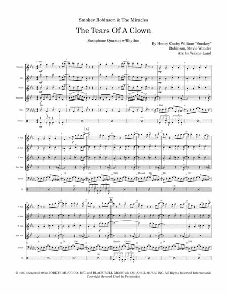 The Tears Of A Clown Saxophone Quartet W Rhythm Page 2