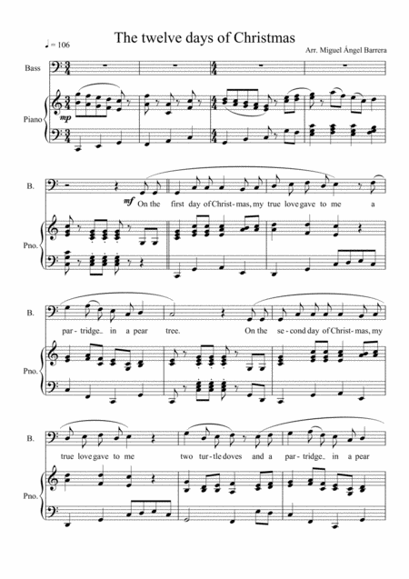 The Twelve Days Of Christmas For Bass Voice With Pianoforte Accompaniment Page 2