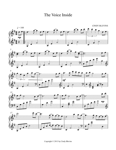 The Voice Inside An Original Solo For Double Strung Harp Page 2