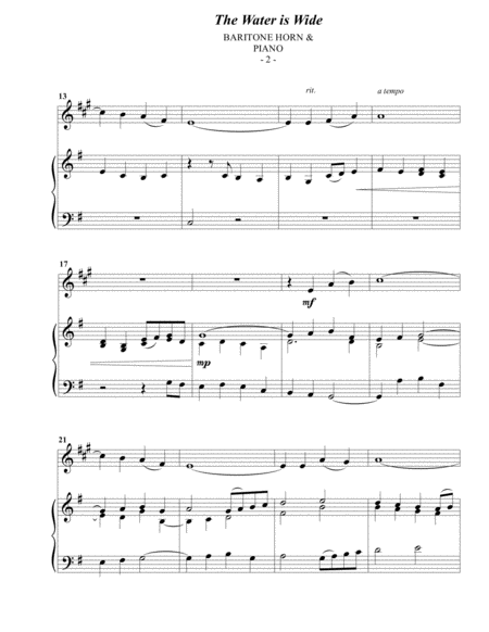 The Water Is Wide For Baritone Horn Piano Page 2