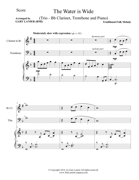 The Water Is Wide Trio Bb Clarinet Trombone With Piano And Parts Page 2