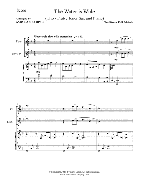 The Water Is Wide Trio Flute Tenor Sax Piano With Parts Page 2