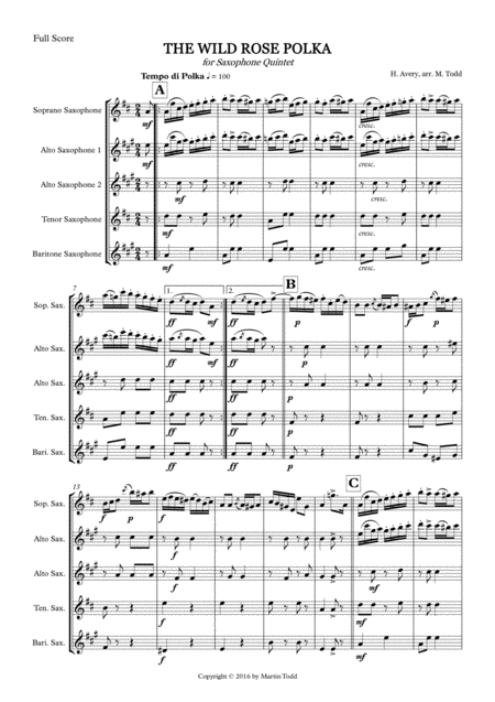 The Wild Rose Polka For Saxophone Quintet Saatb Page 2