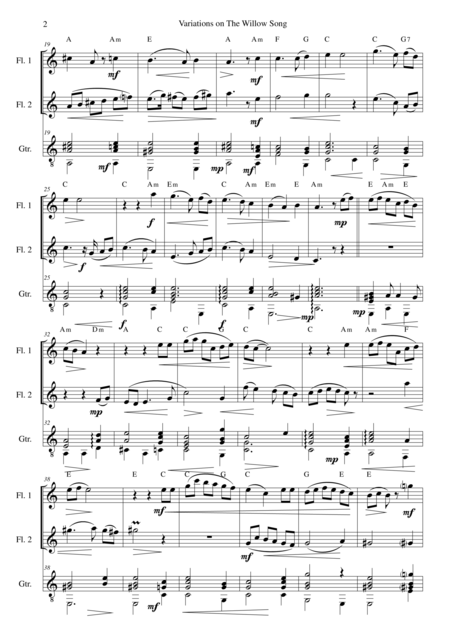 The Willow Song For 2 Flutes And Guitar Page 2
