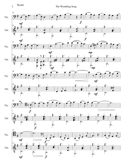 The Wombling Song Arranged For Cello And Classical Guitar Page 2