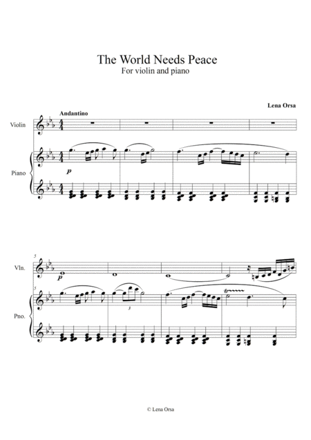 The World Needs Peace For Violin And Piano Page 2