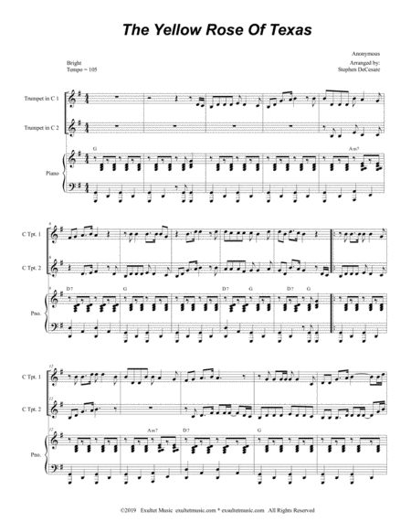 The Yellow Rose Of Texas Duet For C Trumpet Page 2