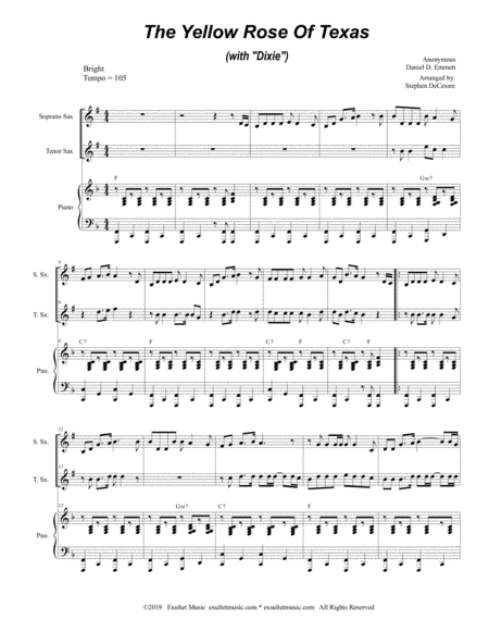 The Yellow Rose Of Texas With Dixie Duet For Soprano Tenor Saxophone Page 2