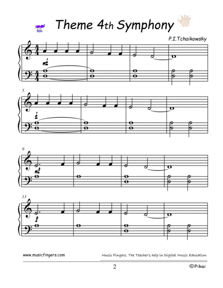 Theme 4th Symphony P I Tchaikowsky Lev 2 Variations Page 2