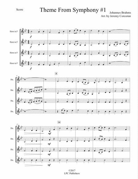 Theme From Brahms Symphony 1 For French Horn Quartet Page 2