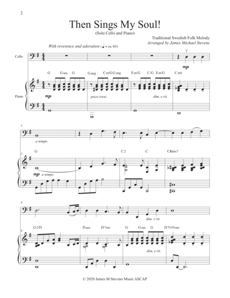 Then Sings My Soul Cello Piano Page 2