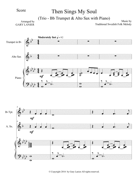 Then Sings My Soul Trio Bb Trumpet Alto Sax With Piano And Parts Page 2