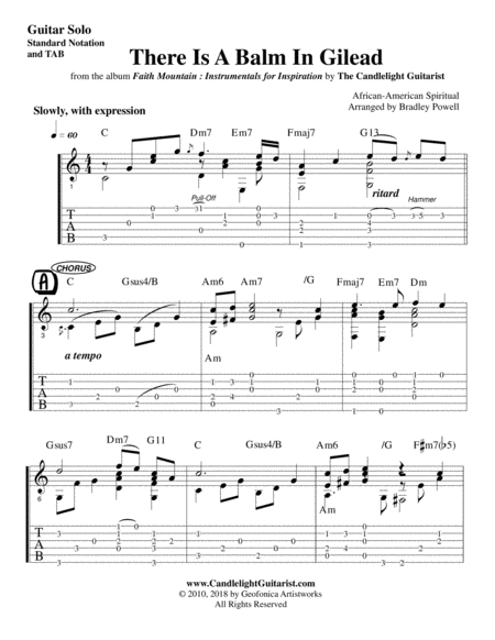 There Is A Balm In Gilead Guitar Solo In Standard Notation With Tabs Page 2