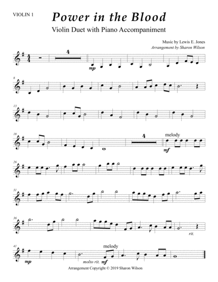There Is Power In The Blood Easy Violin Duet With Piano Accompaniment Page 2