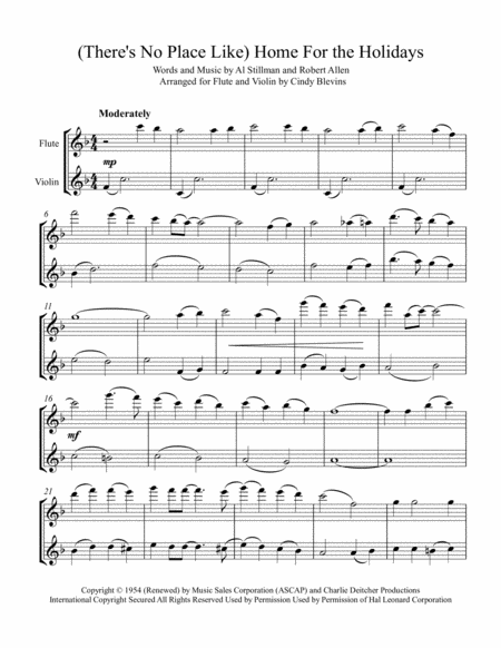 Theres No Place Like Home For The Holidays Arranged For Flute And Violin Page 2