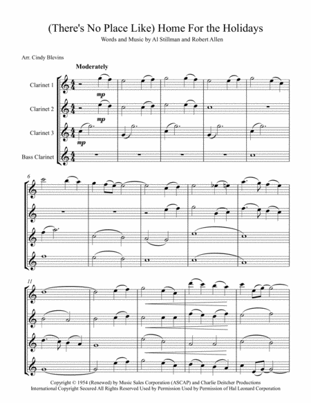 Theres No Place Like Home For The Holidays For Clarinet Quartet With Bass Clarinet Page 2