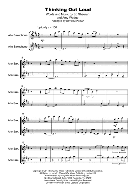 Thinking Out Loud Duet For Two Alto Saxophones Page 2