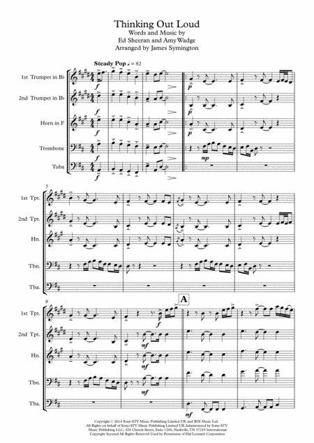 Thinking Out Loud For Brass Quintet Page 2