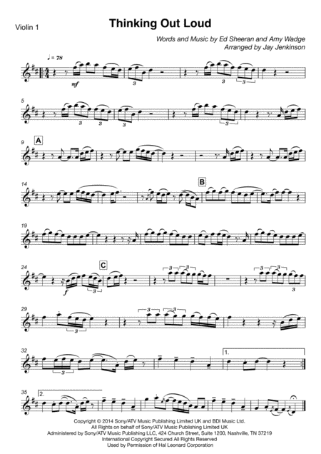 Thinking Out Loud For String Quartet Page 2