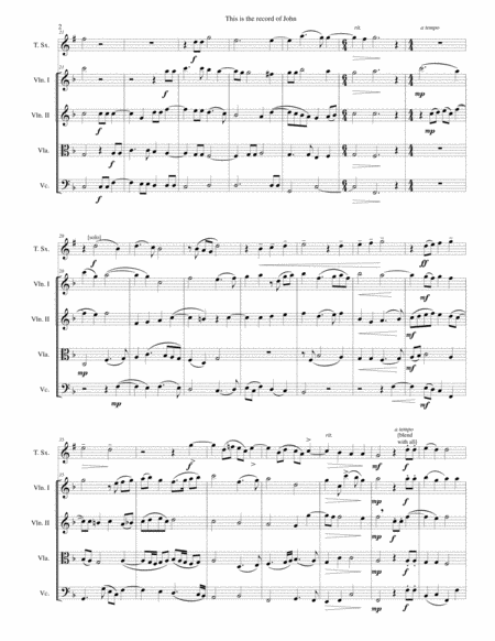 This Is The Record Of John For Tenor Saxophone And String Quartet Page 2