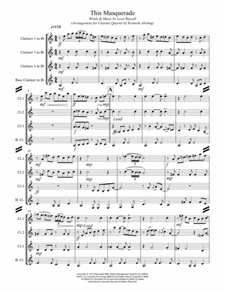 This Masquerade For Clarinet Quartet Page 2