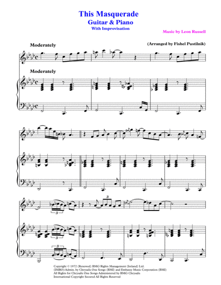 This Masquerade For Guitar And Piano Video Page 2