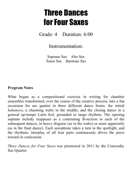 Three Dances For Four Saxes Page 2