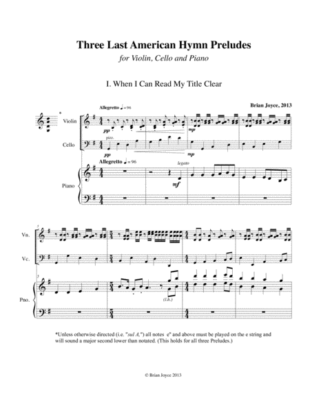 Three Last American Hymn Preludes For Violin Cello And Piano Page 2