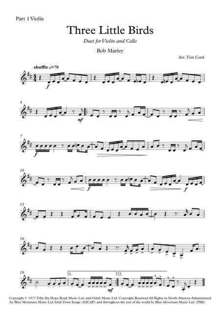 Three Little Birds Duet For Violin And Cello Page 2