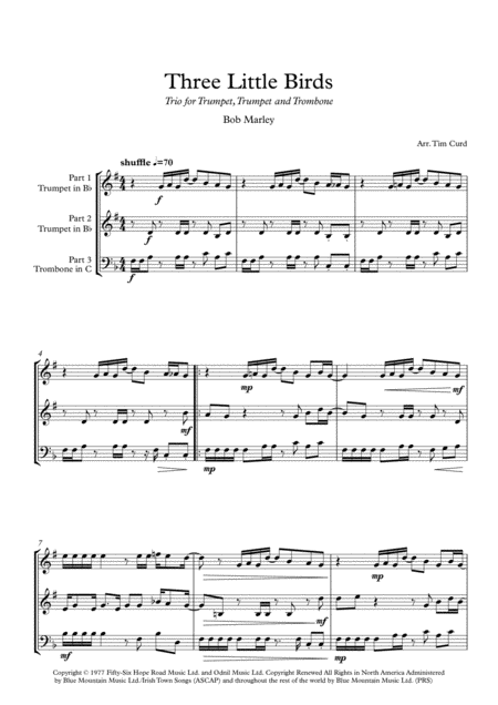 Three Little Birds Trio For Trumpet Trumpet And Trombone Page 2