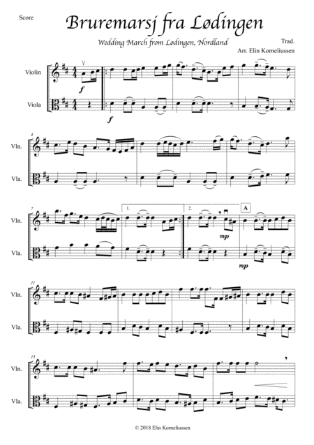 Three Norwegian Wedding Tunes For String Duet Violin And Viola Page 2